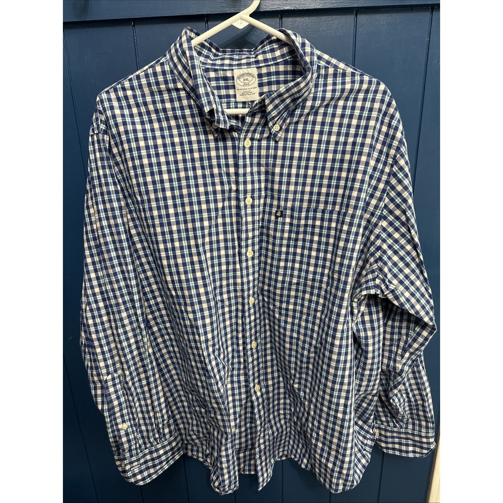 Brooks Brothers 346 Mens Long sleeve Plaid 100% Linen Button Down Shirt Size XXL